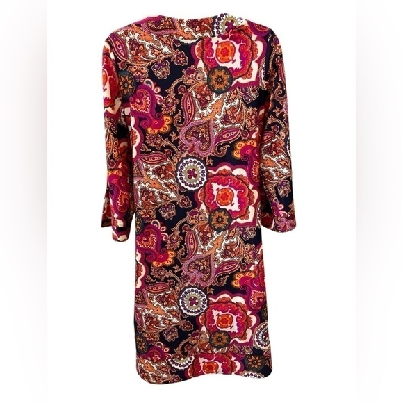 Jude Connally Michelle Paisley Dress Small Jersey Knit Stretch Colorful Fall - Picture 3 of 11